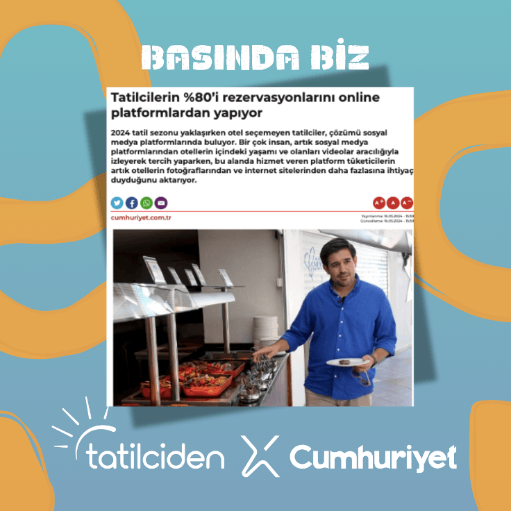 Cumhuriyet Gazetesi’nde Yayımlanan “Tatilcilerin %80'i Online Rezervasyonun Konforunu Tercih Ettiği” Konulu Haberimiz!
